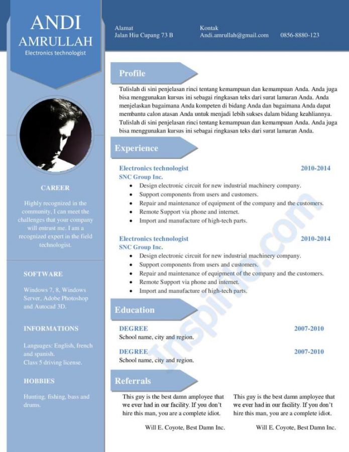 25 Contoh Cv Curriculum Vitae Lamaran Kerja Yang Menarik Kreatif