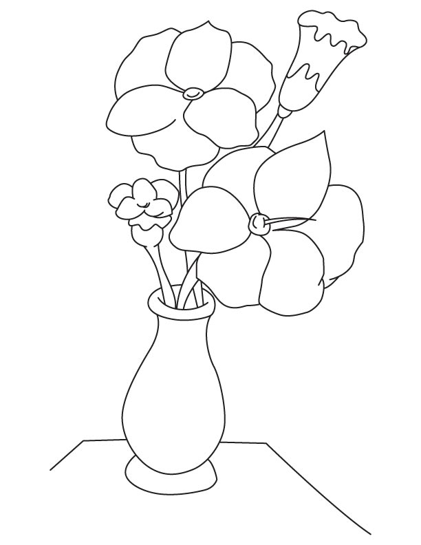 Gambar mewarnai bunga dalam vas