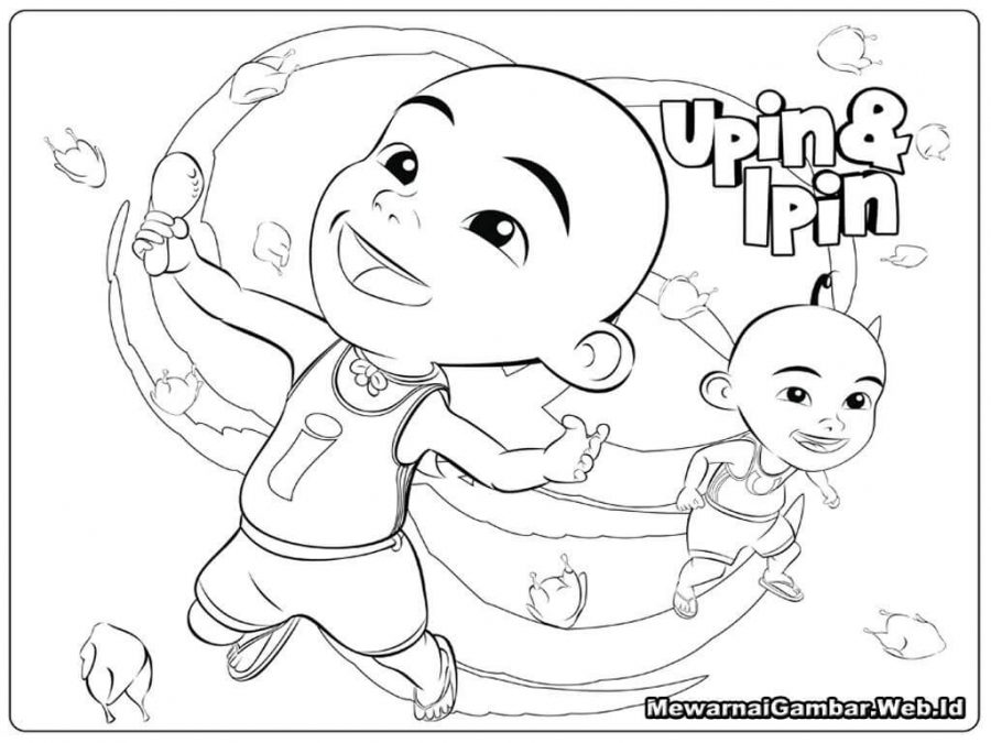 gambar mewarnai Upin Ipin