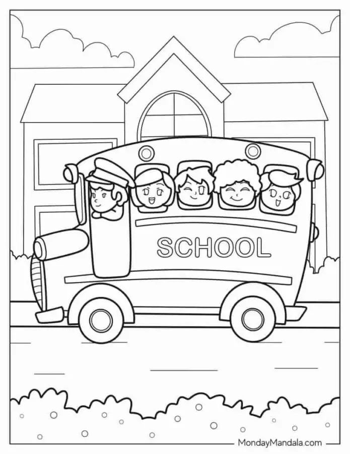Gambar Mewarnai Bus Sekolah