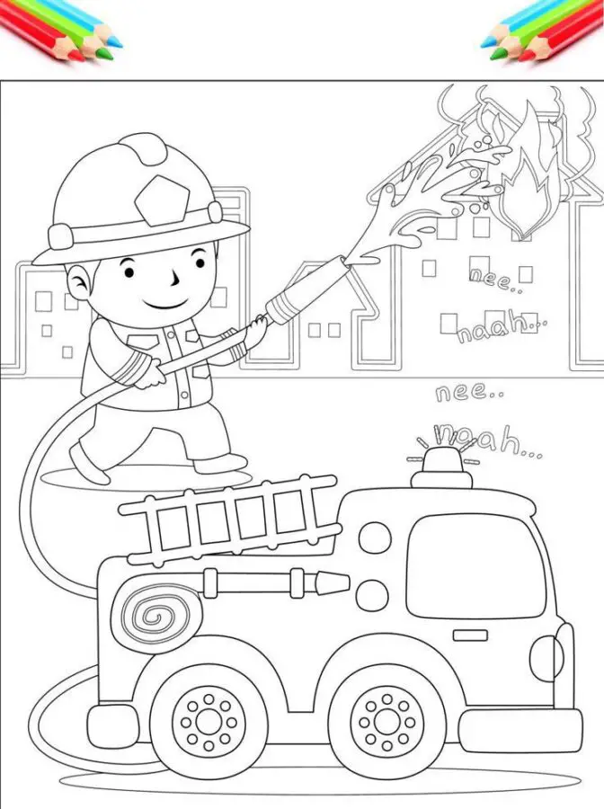 gambar mewarnai mobil pemadam kebakaran kartun