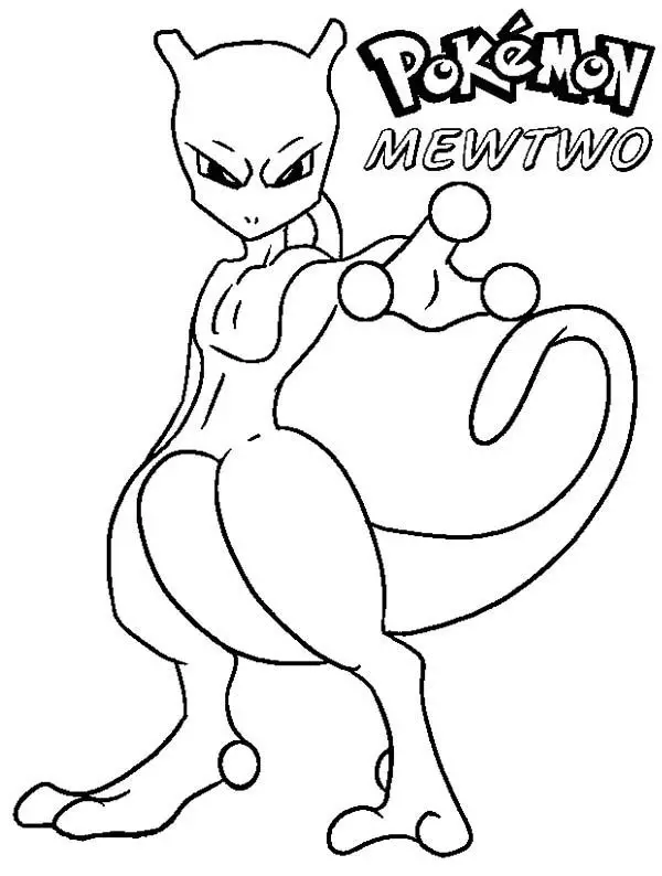 gambar mewarnai pokemon Mewtwo