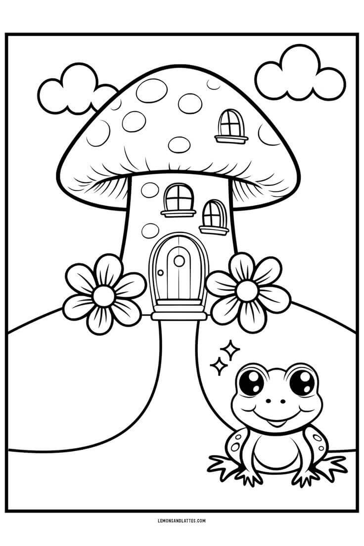 30+ Gambar Mewarnai Rumah Jamur (Mudah & Estetik)
